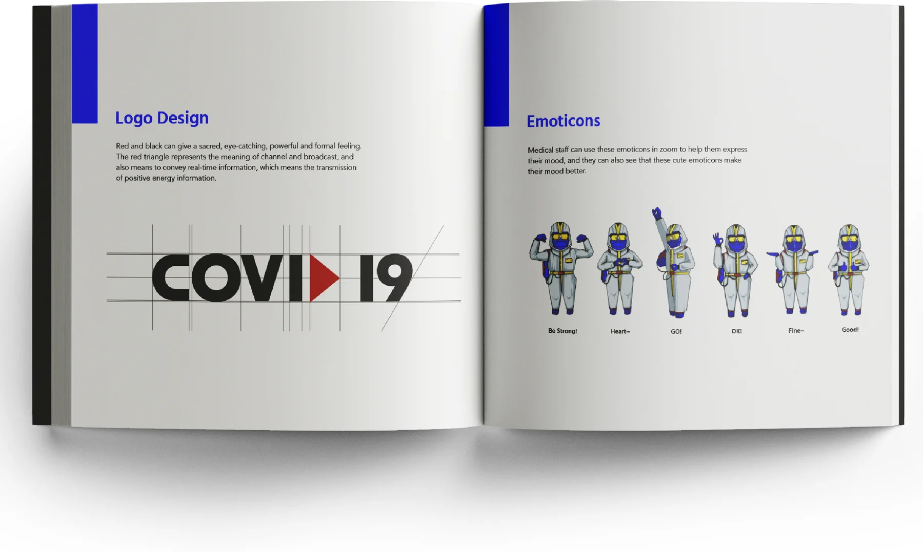 Visual planning — logo design and healthcare worker emoticons