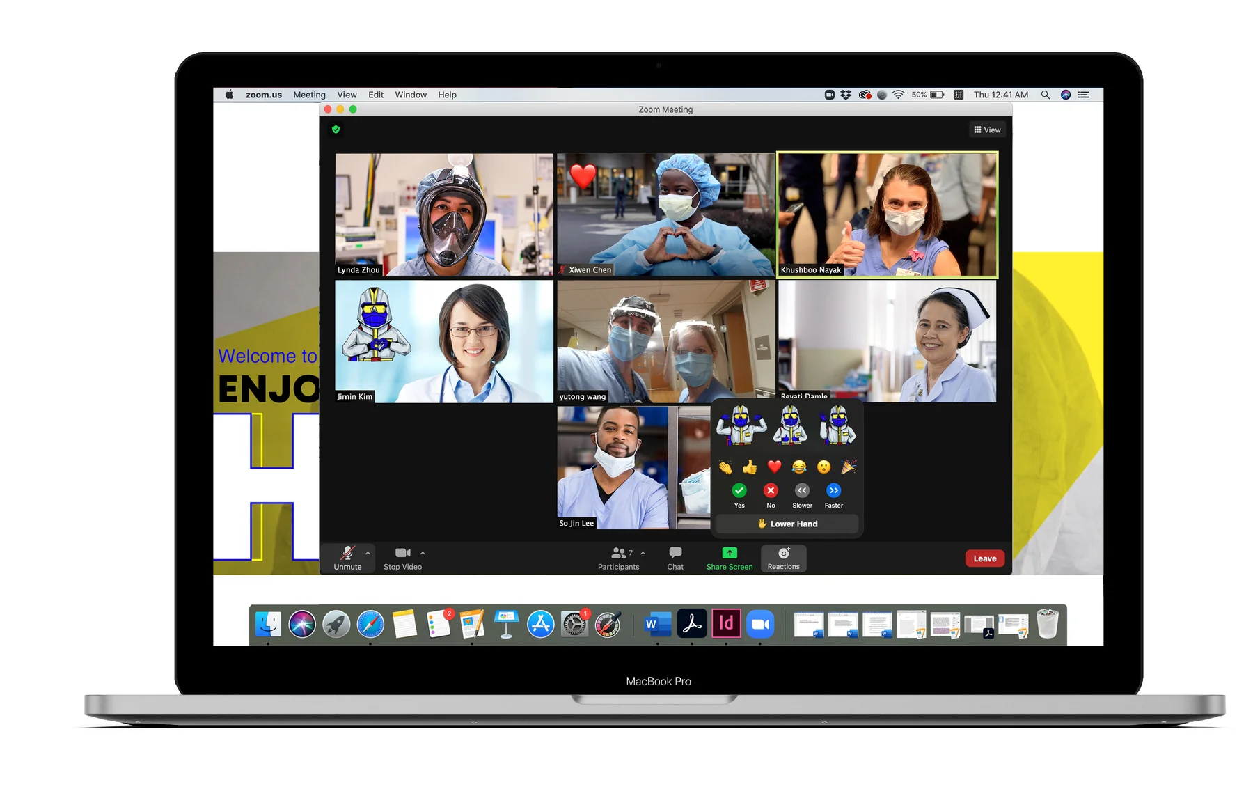 Healthcare worker Zoom room concept