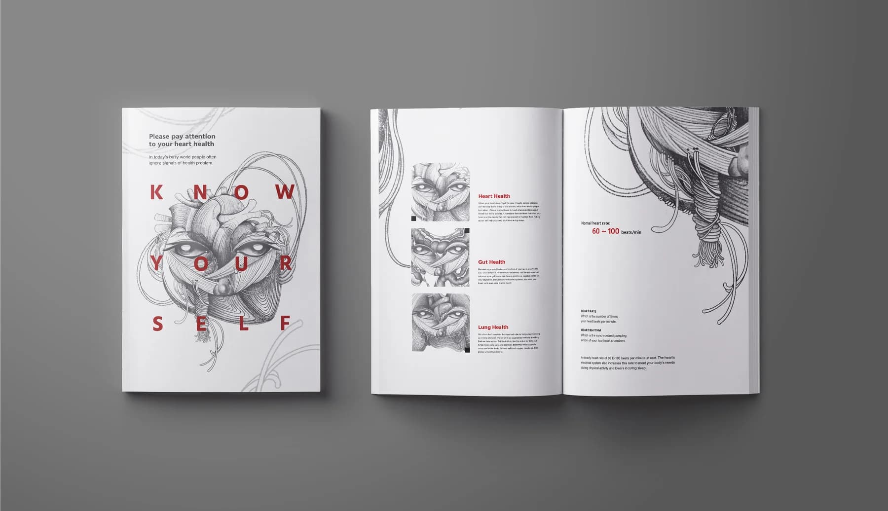 Know Yourself campaign booklet and open editorial spread