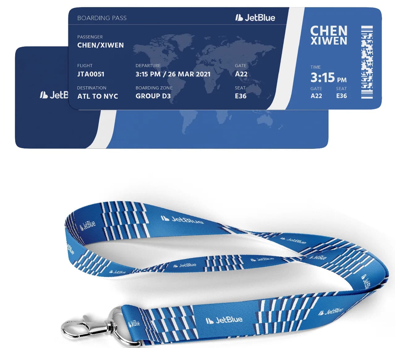 Boarding pass and lanyard