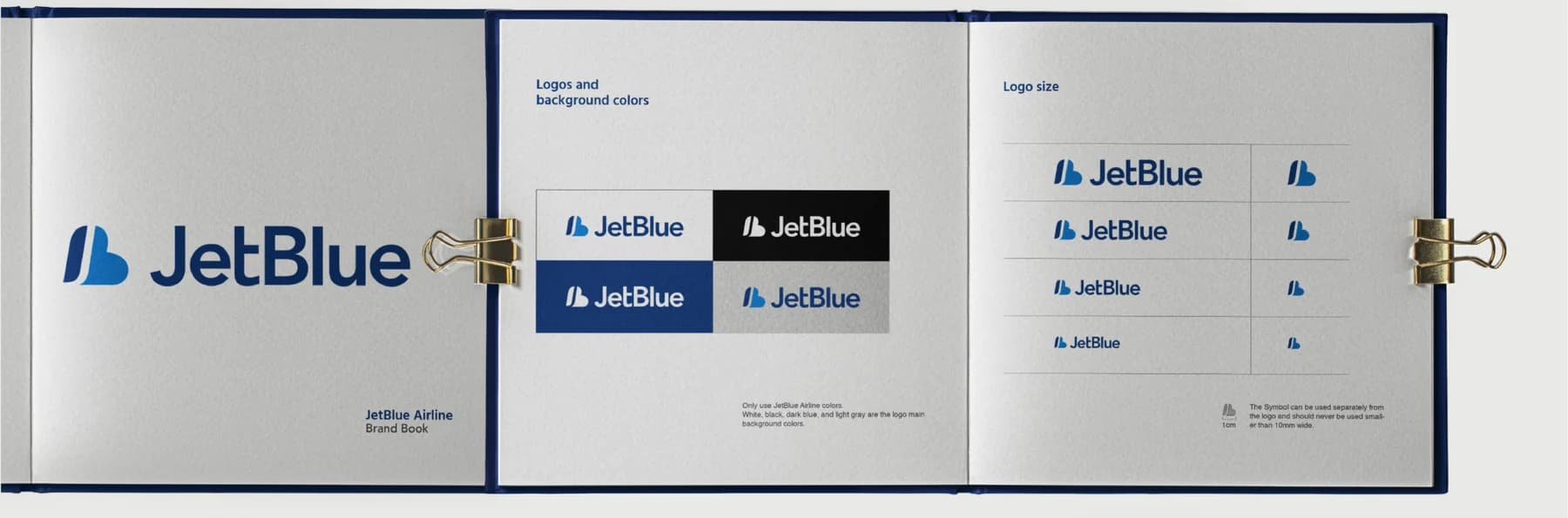 Brand book — logo backgrounds and size specifications