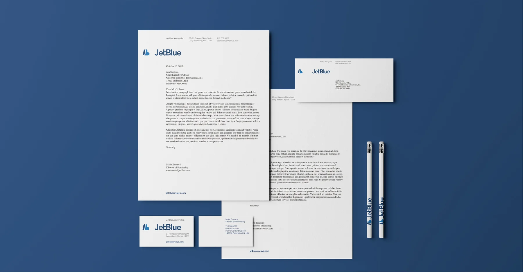 JetBlue stationery system