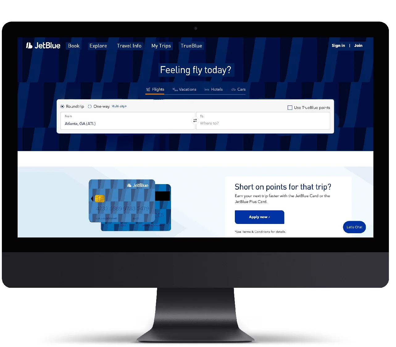 JetBlue website design