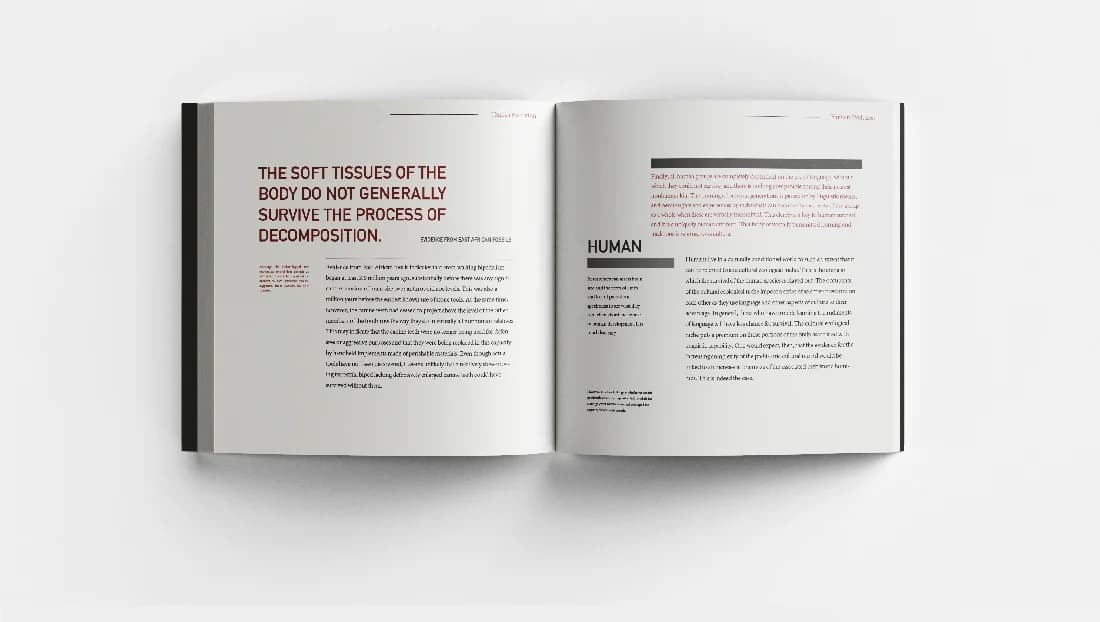 Human Evolution book design — spread 1