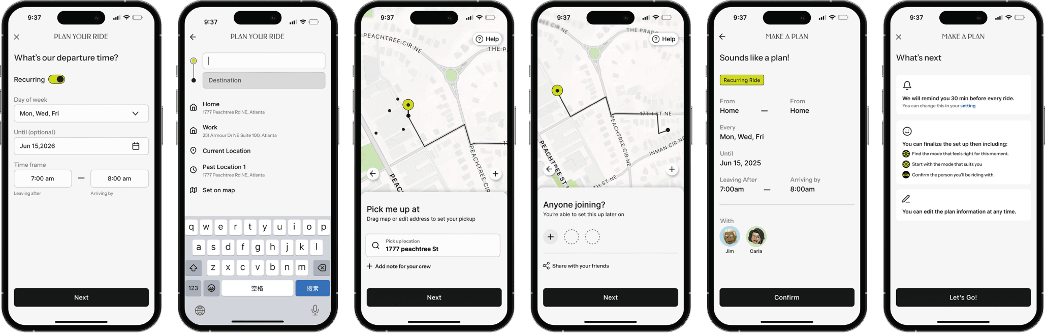 Adaptive ride formation · Planning and booking
